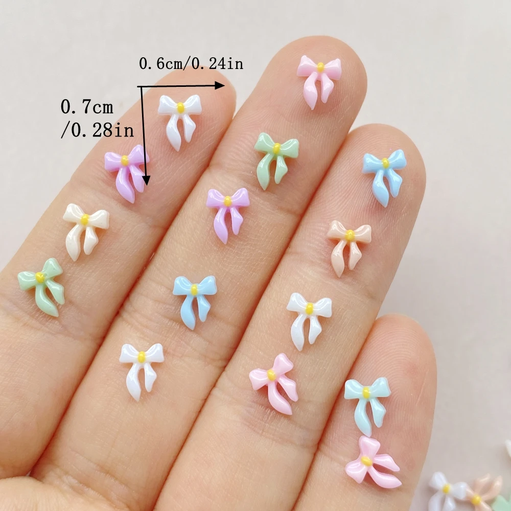 200Pcs Mixed Nail Art Resin Cartoon Colorful Bow Ribbon Series Charms Rhinestones DIY Craft For Nail 3D Decorations Jewelry