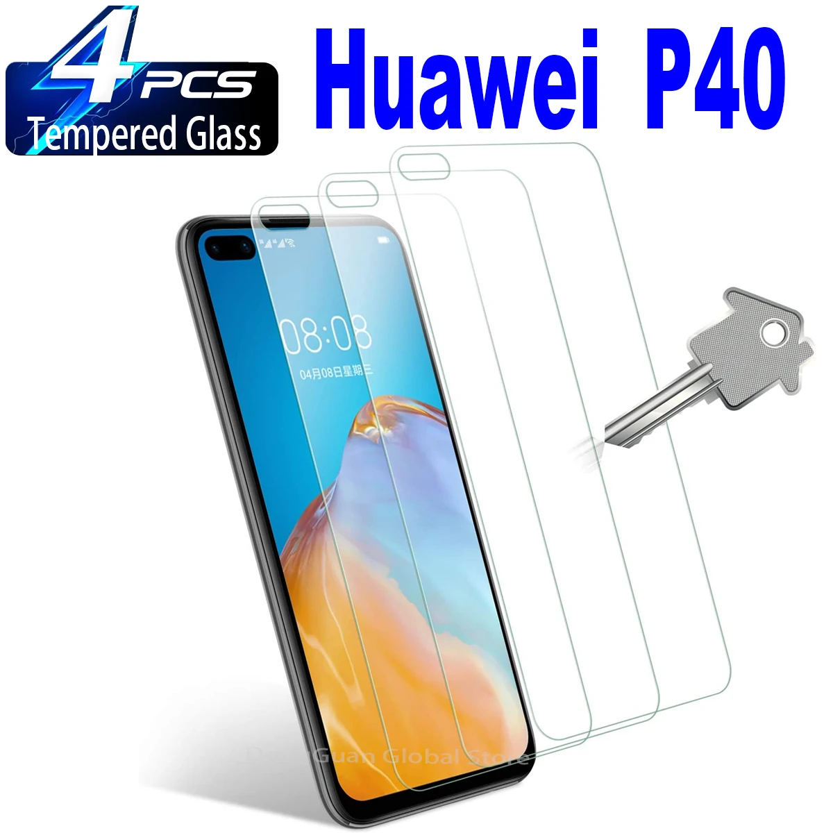 

2/4 шт. высококачественное алюминиевое закаленное стекло для Huawei P40 Защитная стеклянная пленка для экрана