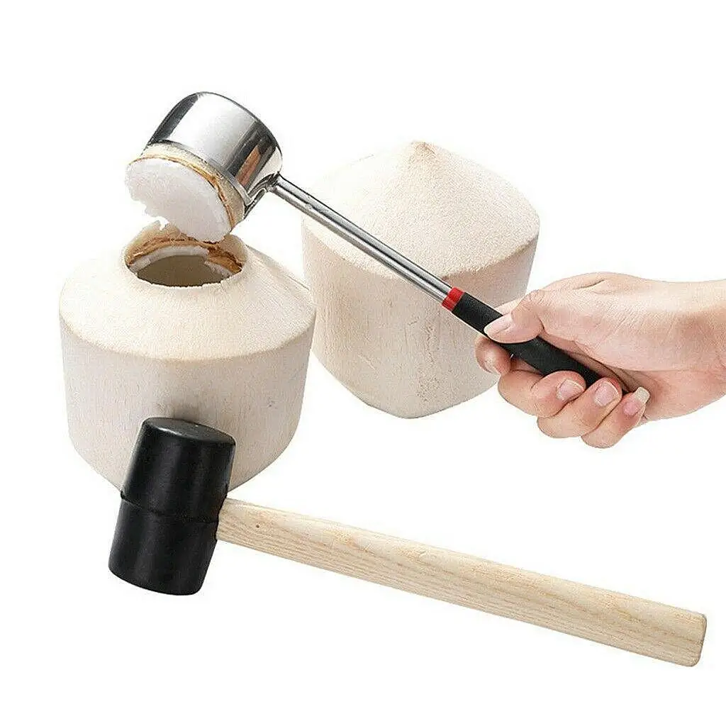Stainless Steel Coconut Shell Opener Puncher Hammer Kit Kitchen Tool Style 3