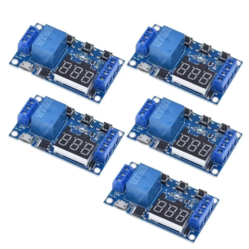SHGO-5PCS Micro USB 5V Time Delay Relay Module Trigger OFF/On Switch Timing Cycle 999 Minutes For Arduino Relay Board Module