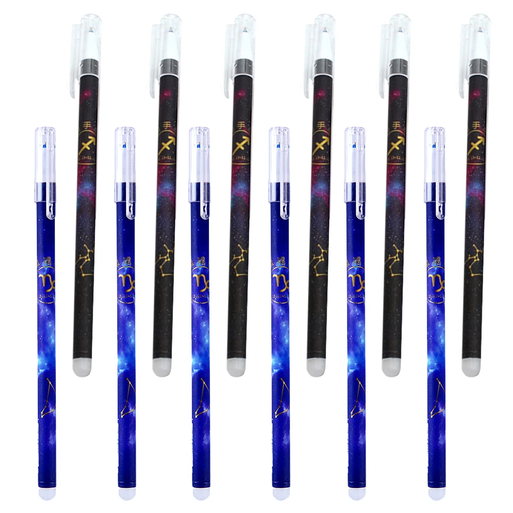 24pcs Neutral Student Gel Pen Heat Erasable Writing Pen Cartoon Constellation Design Durable Ink Pens For School Office