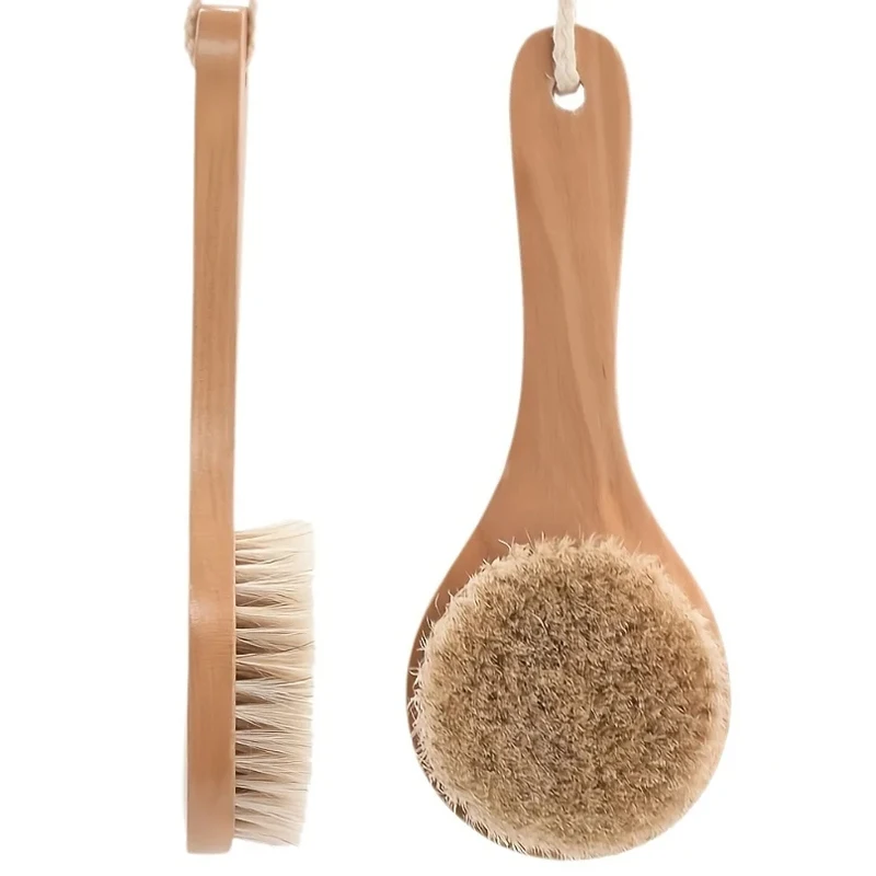 

1 шт. щетка для ванны, скребок для спины душа, деревянная щетка для ванны, щетка для физической отшелушивающей очистки с круглой головкой
