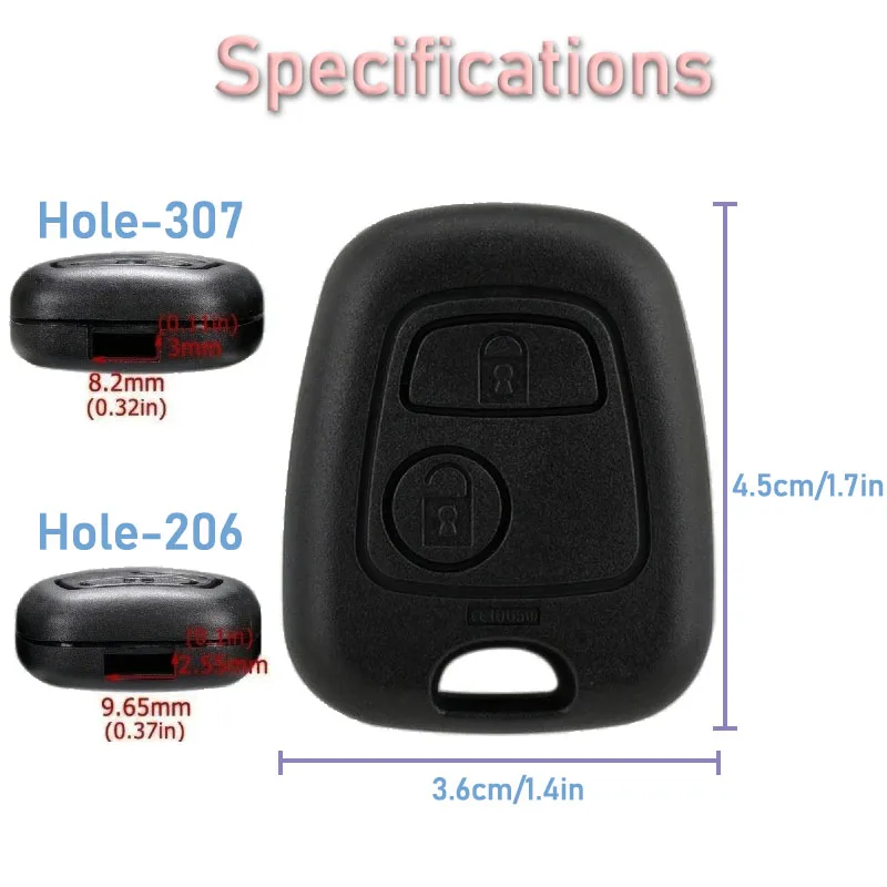 Auto Remote Key Car Fob Shell Case sostituzione per Citroen C1 C2 C3 C4 per Peugeot 206 207 307 408 607 Xsara Picasso 2 pulsanti