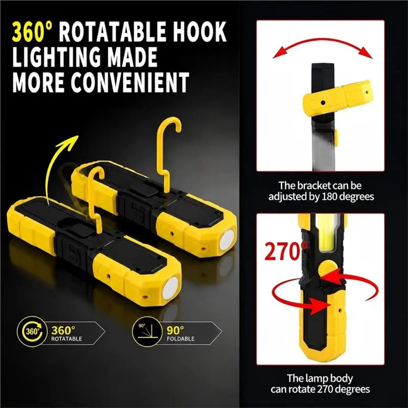 AT69 -Underhood Flashlight, Magnetic LED Work Light,3000Mah Rechargeable For Car Mechanics, Garage Grill,Camping