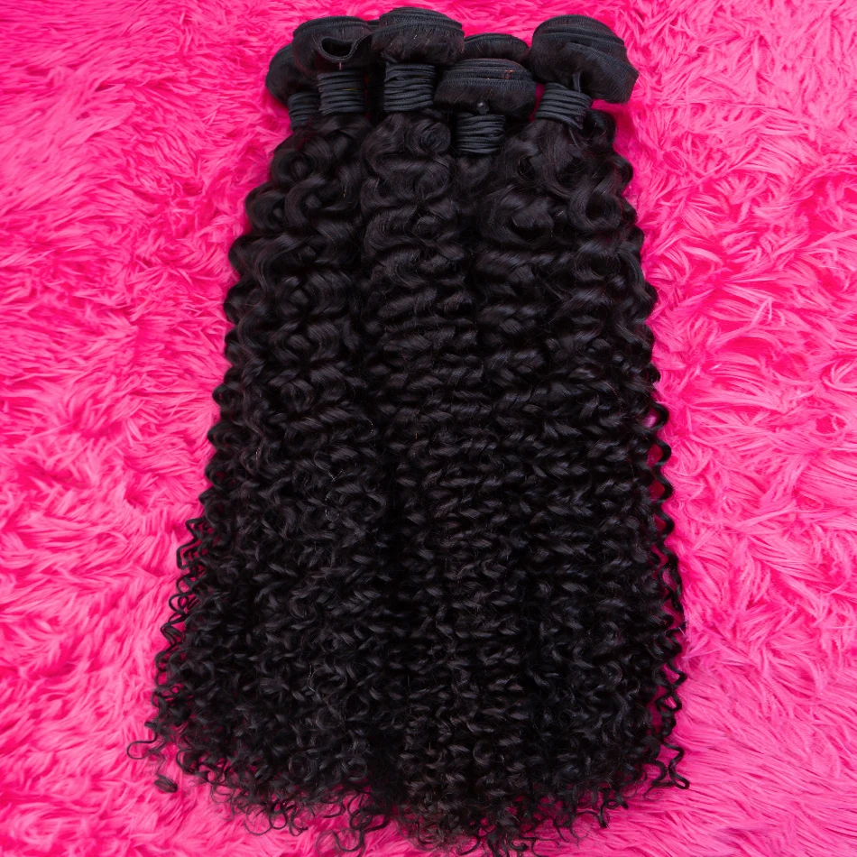 Curly Human Hair Bundles Hair Extensions For Women Natural Black Solid Color Raw Brazilian Braiding Deep Wave 100% Human Hair