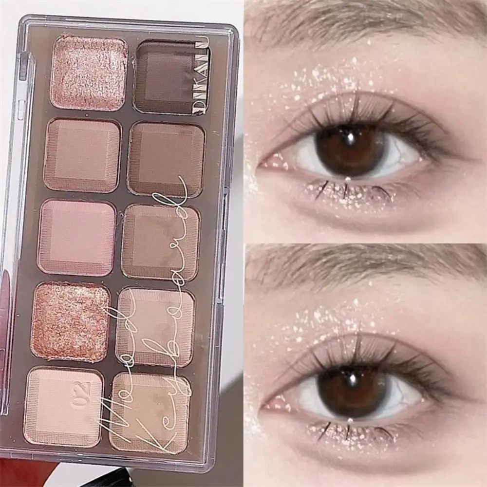 Matte Eyeshadow Plate, duradouro, cinza, rosa, Glitter Eye Shadow, paleta de maquiagem de cores terrosas, cosméticos, 10 cores