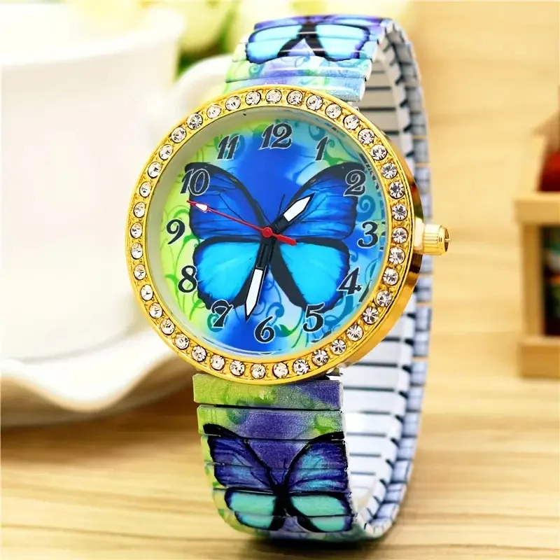 Nuovo orologio Symphony Butterfly Europa e Stati Uniti cinturino elastico di vendita caldo moda creativa tempestata di diamanti da donna q