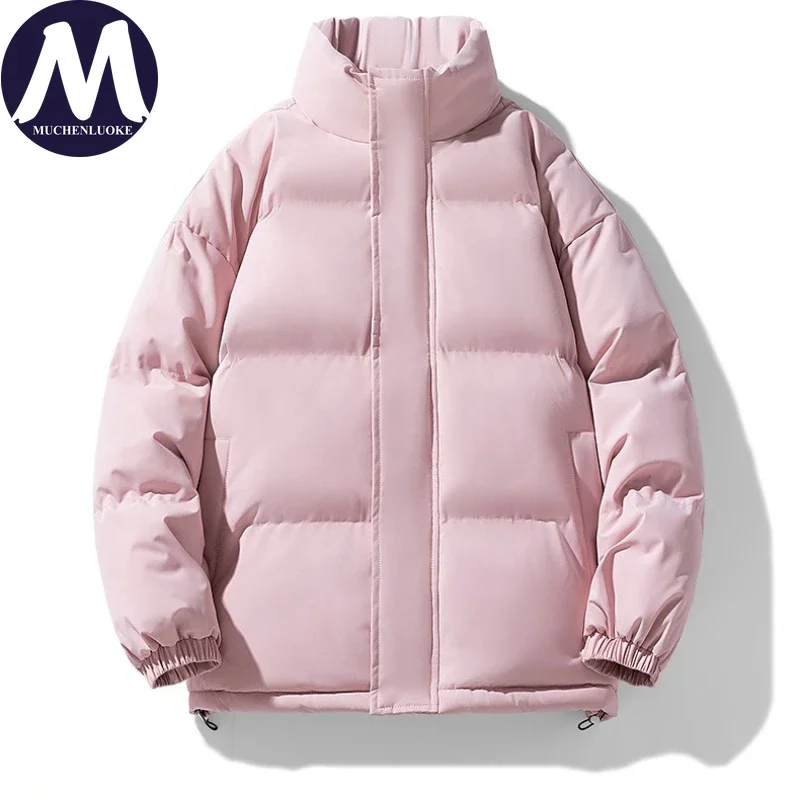 レディースウィンタージャケット2025 エレガントな長袖スタンドカラー暖かい韓国ファッションカジュアルルーズ厚手パーカーコート