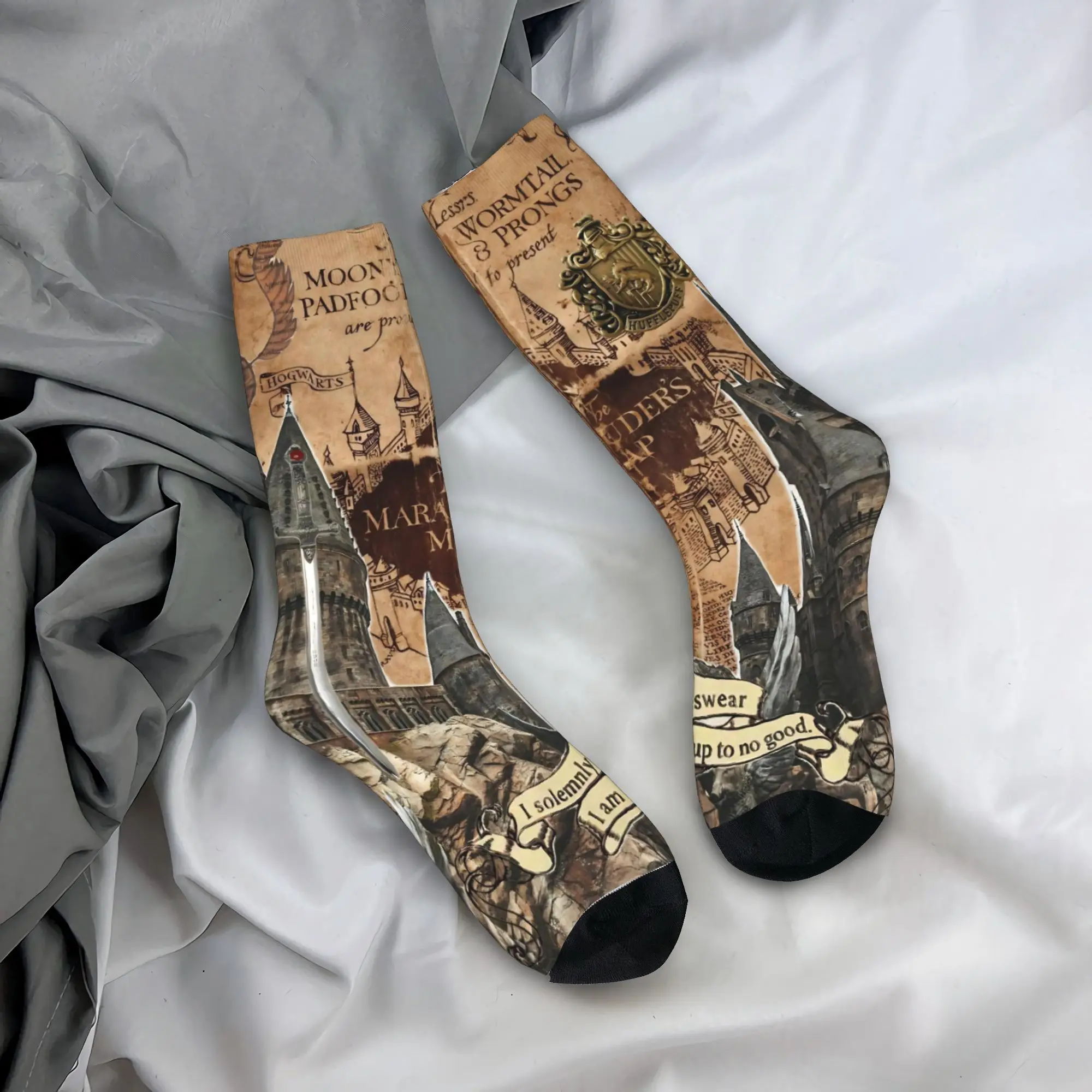 

Баскетбольные носки с картой маракуйев в стиле хип-хоп, длинные носки из полиэстера с волшебным фильмом для женщин и мужчин, нескользящие,