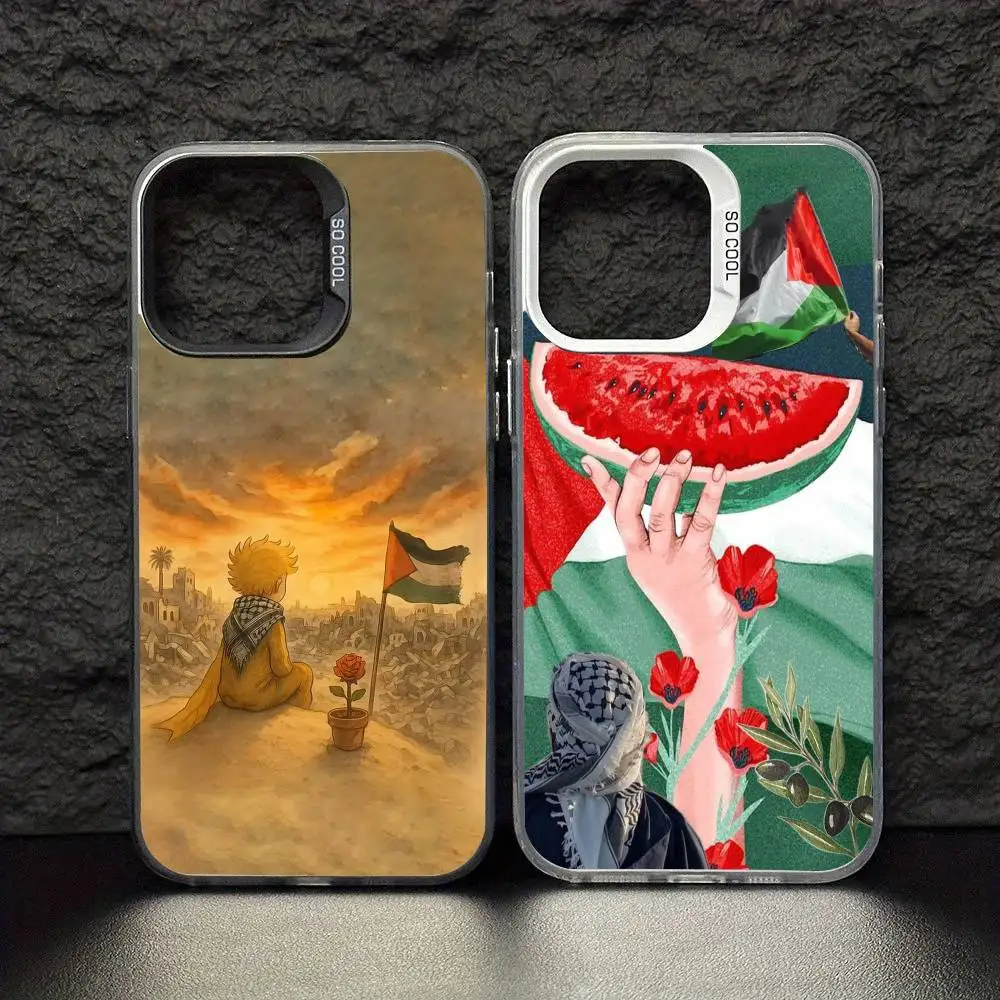 

Чехол для телефона с флагом арбуза Art P-Palestine-s-F для iPhone 17,16,15,14,13,12,11 Pro Max Blcak, красочный посеребренный внутренний чехол