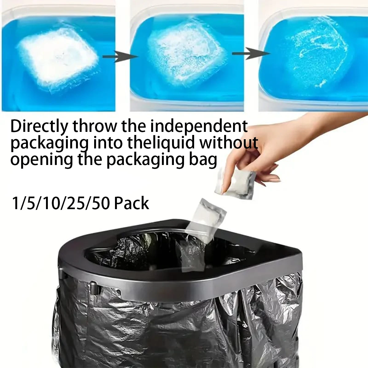 Kein Auspacken Nötig - [Tragbar | [Saugfähiger Hocker] Tragbare Outdoor-Toilette, Camping-Toilettenpapier in Beuteln, praktisch für den Außenbereich. – Detail 4