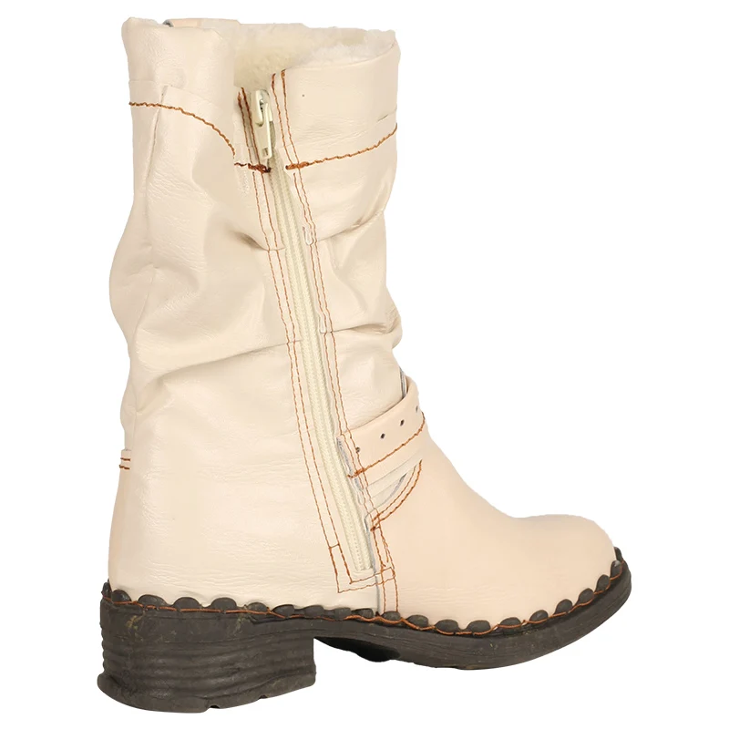 TMA – bottes en cuir et fausse fourrure pour femmes, avec yeux et boucle