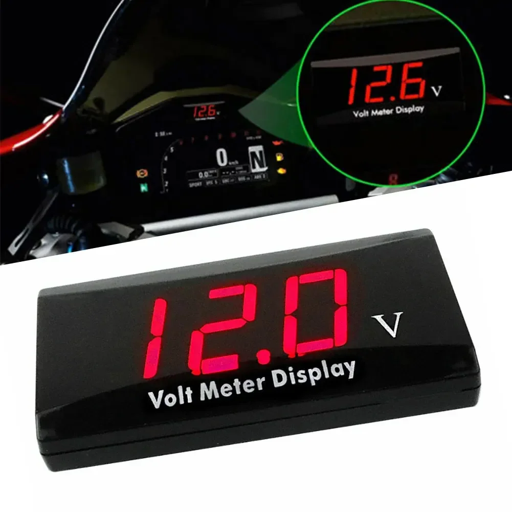 DC 12V Digital Car Voltmeter Automotive Voltage Meter Red Motorcycle Vehicle LED Display Voltage Tester