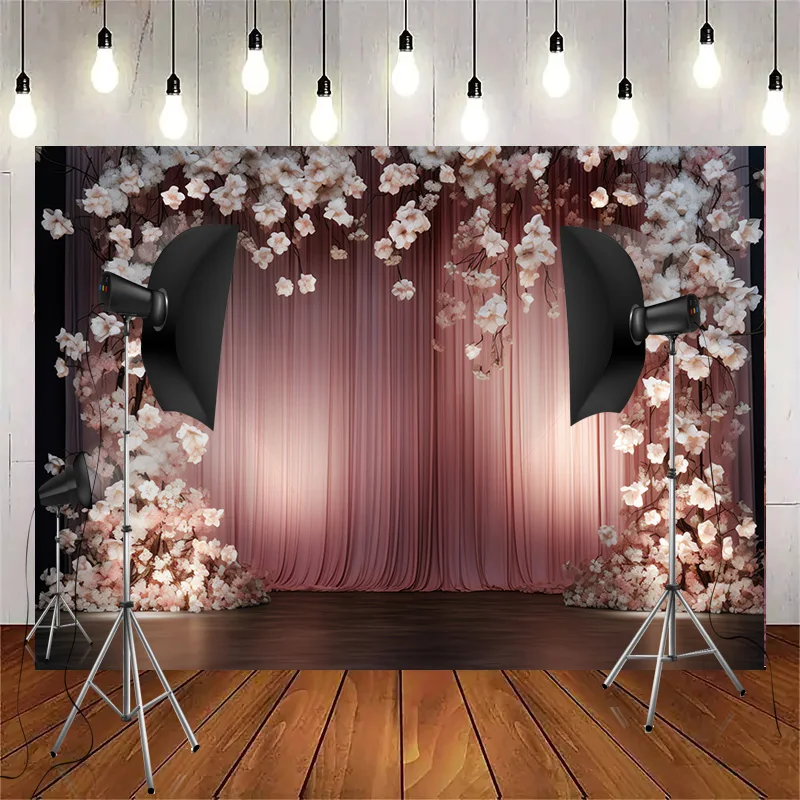 Bouquet Wedding Ceremony Stage Fantasy Photography Backdrop Props Anniversary Archway With Flowers Photo Studio Background HL-17