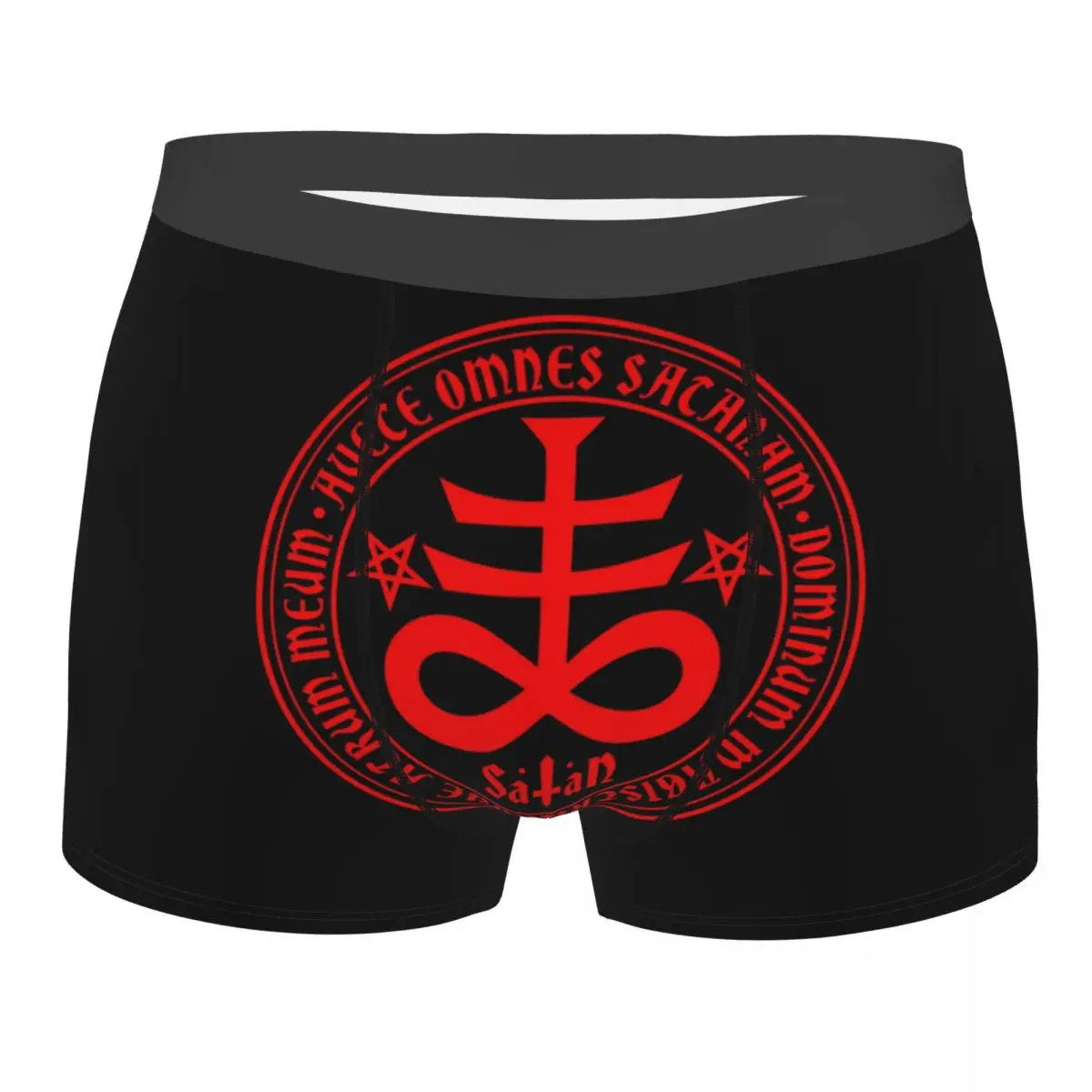 Male Fashion Hail Satan Satanic Cross Underwear Devil Occult Boxer Briefs Stretch Shorts Panties Underpants