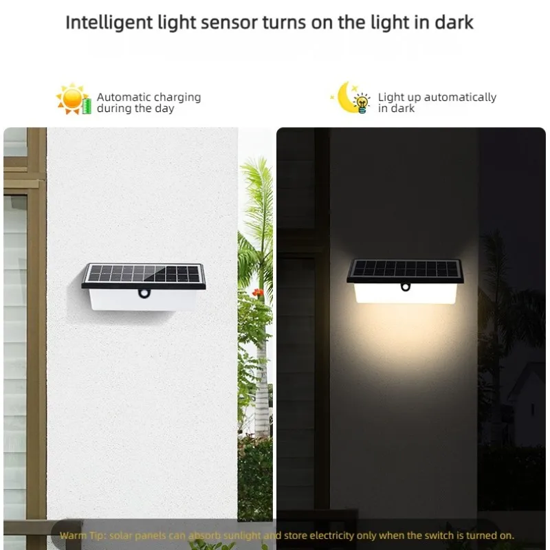 LED Motion Sensor Solar Lights, Luzes ao ar livre para jardim, Impermeável Solar Powered LED Lighting Wall Lamp