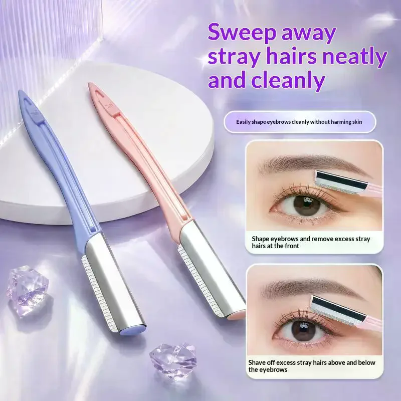 3 Pack Eyebrow Razors Sharp Safe Stainless Steel Blades Ergonomic Handle For Beginners Daily Beauty Makeup Trimming