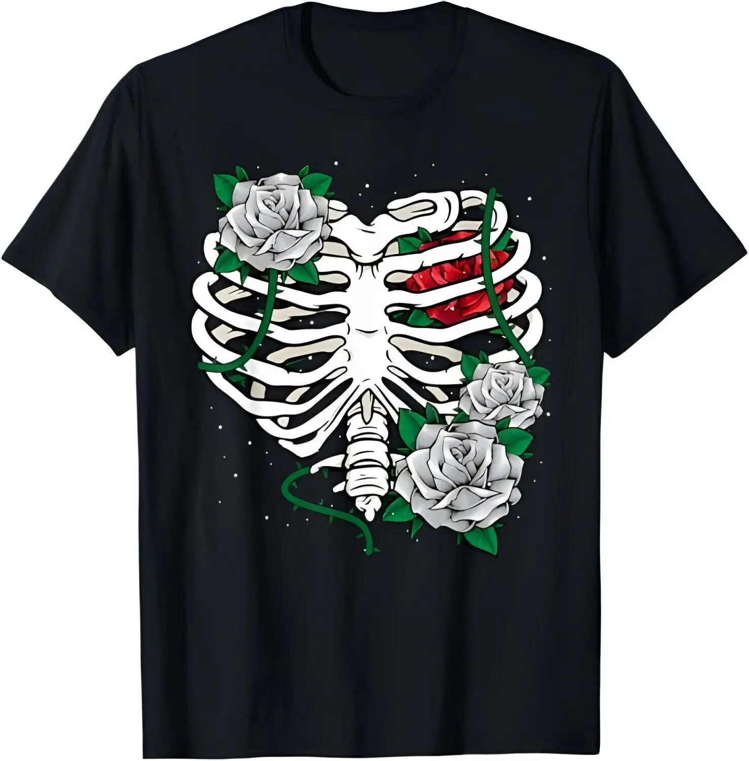 Skeleton Rib Cage With Flowers Halloween XRay Skeleton Candy T-Shirt