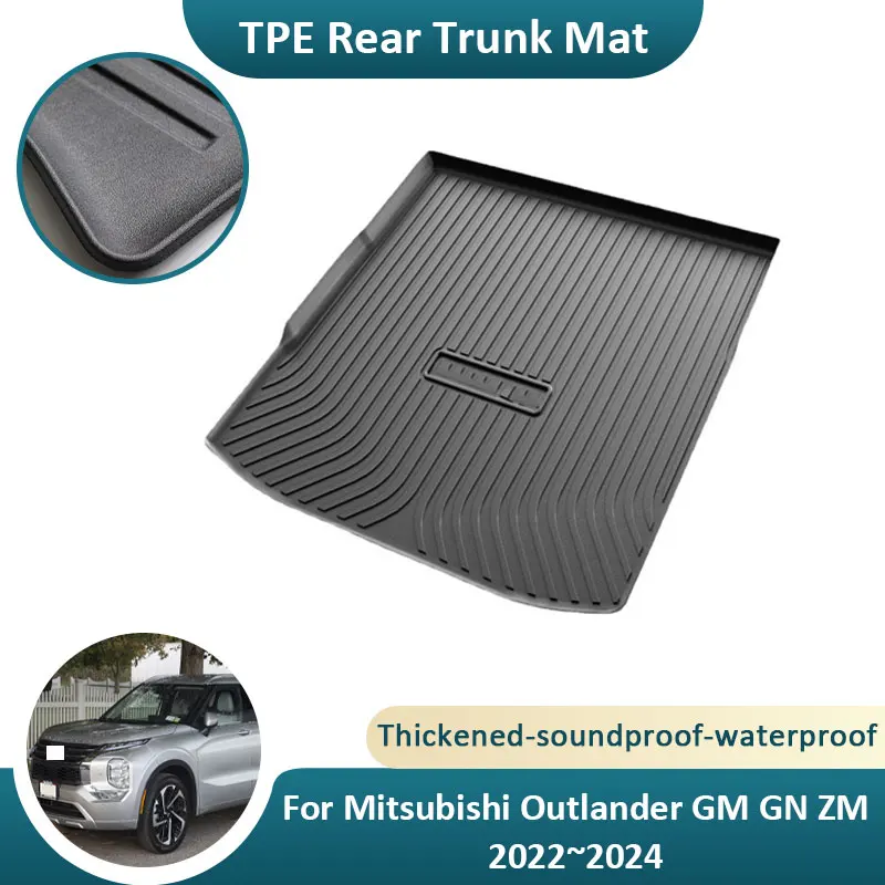 

For Mitsubishi Outlander GM GN ZM 2022~2024 Rear Trunk Mat Storage Pad Anti Slip Waterproof Easy Clean Waterproof TPE material