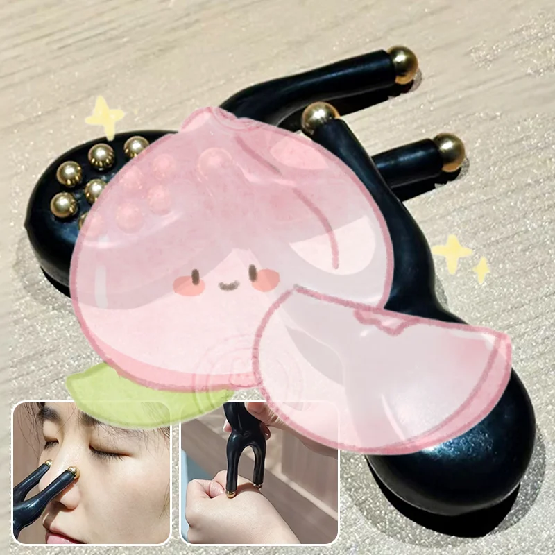

Nose Guasha Massage Tool Meridian Brush Brass Bead Handheld Comb Antistatic For Face Nose Eye Relaxation Spot Meridians Acupoint