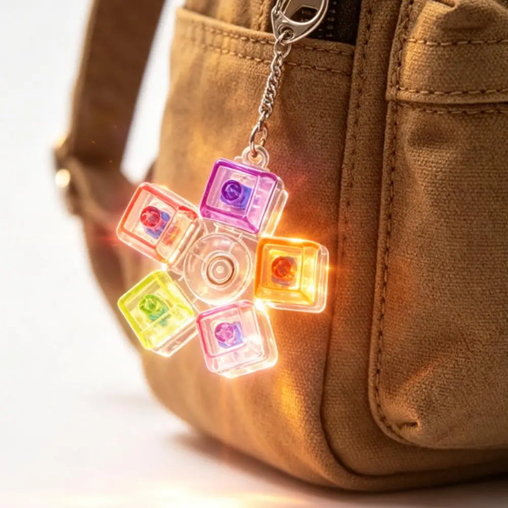 10 Styles LED Keyboard Fidget Keychain Stress Relief 9-Key Transparent Switch Tester Keychain Fingertip Decompression Toys