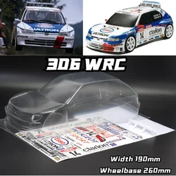 Carcasa de cuerpo de alta calidad para PC, carcasa de 190mm de ancho, transparente, para hsp Tamiya, XV-01, PTG, WRC 306, Rally, 1/10