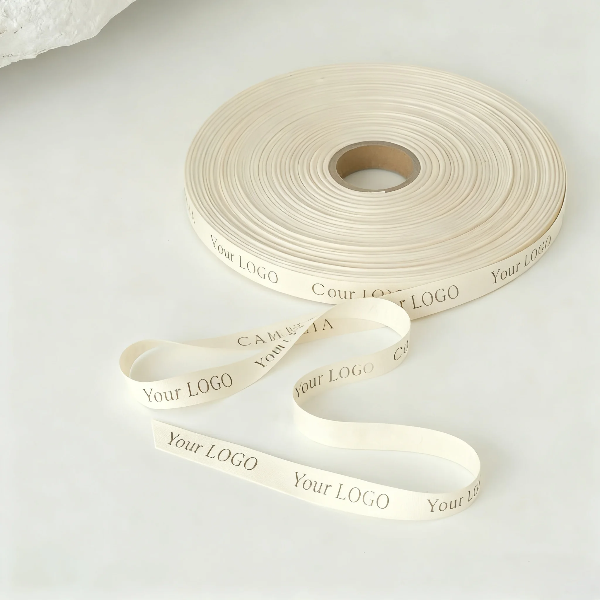 Ruban en coton avec Logo personnalisé, texte de mariage, nom imprimé, sangle décorative, bricolage, artisanat, fleuriste, emballage cadeau, petite entreprise