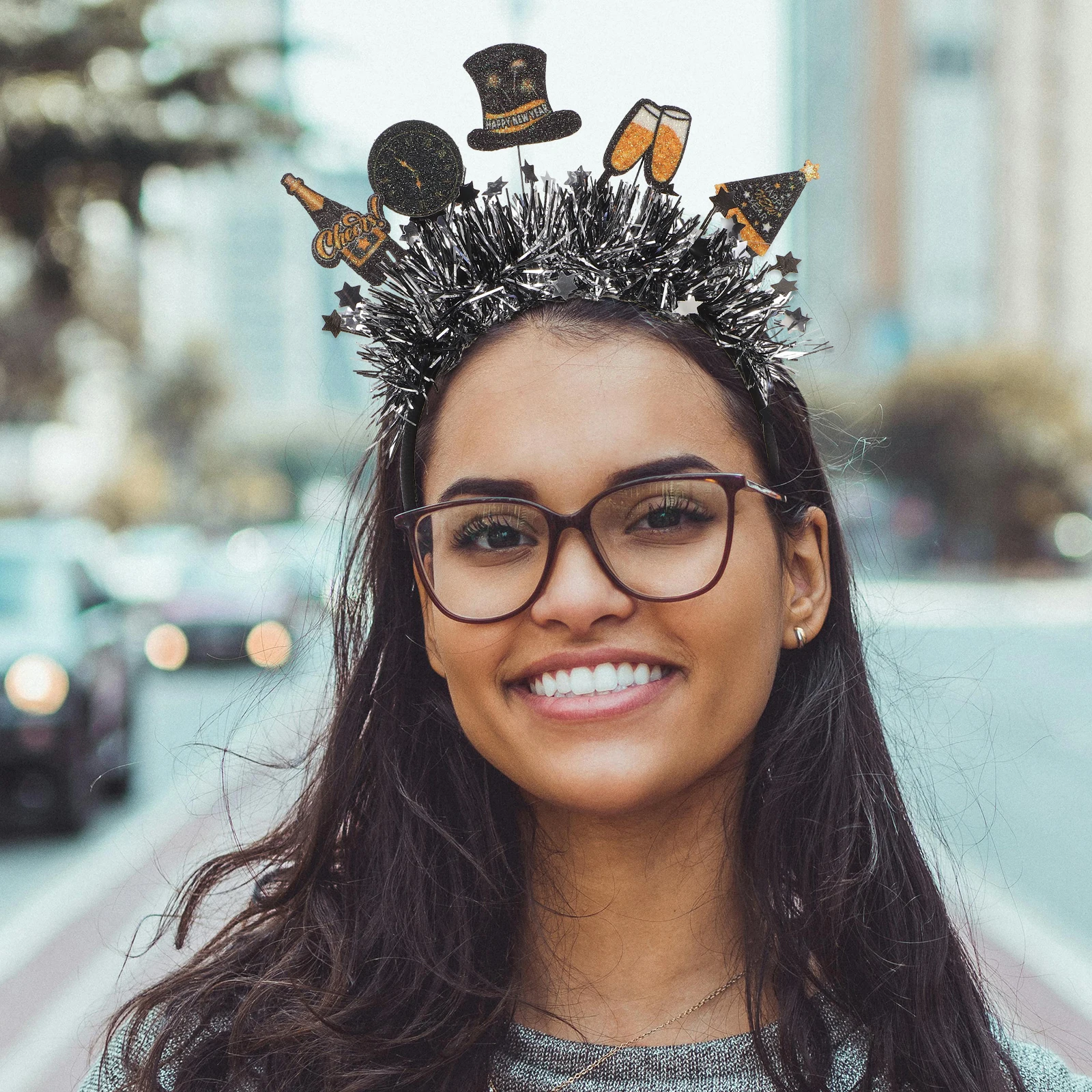 بريق بهرج ليلة رأس السنة عقال 2026 سنة جديدة سعيدة هيرباند كابينة تصوير الدعائم لعيد الميلاد لوازم الديكور الطرف #4