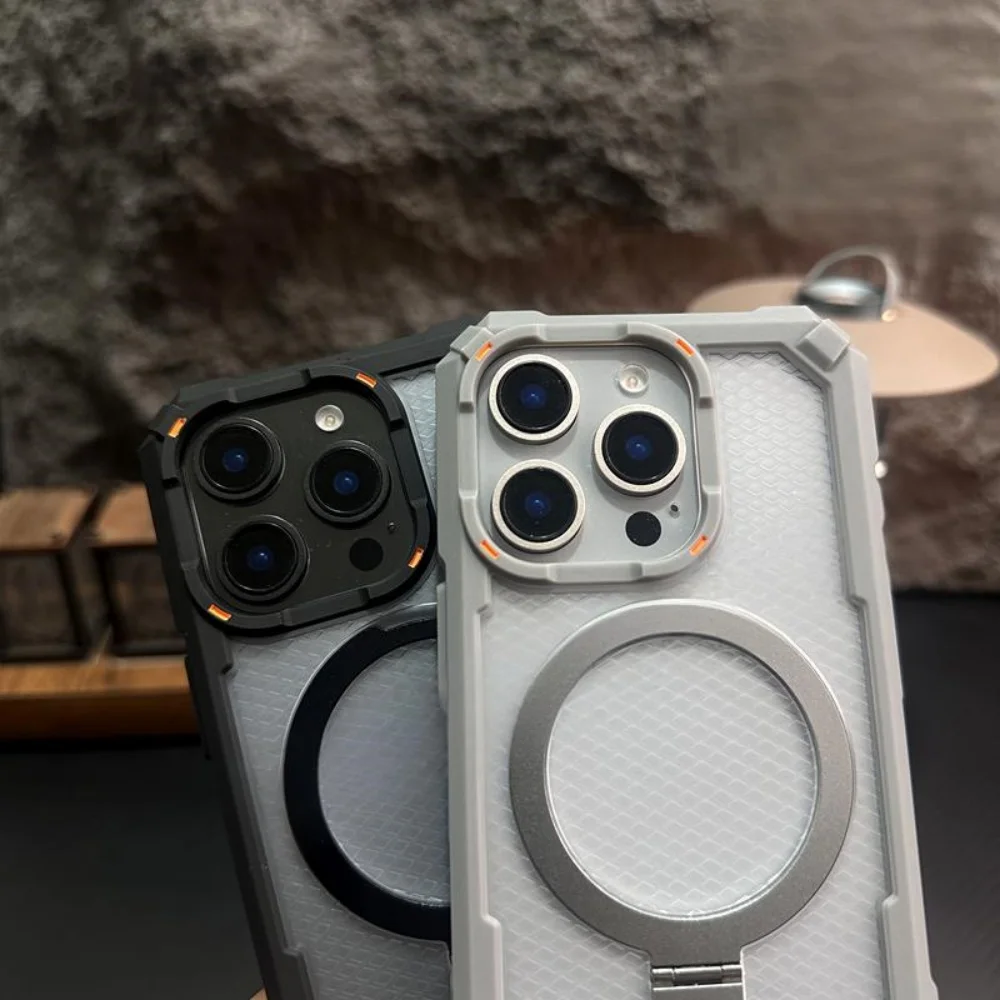 Rugged Metal Magnetic Holder Shockproof Case For iPhone 17 Air 16 15 14 13 12 Pro Max Plus 17e Camera Glass Ring Armor Cover view 3