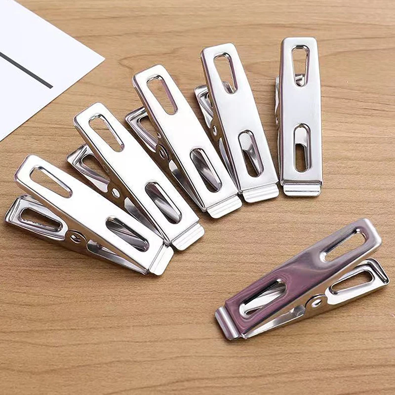 10/20PCS Stainless Steel Clothes Pegs Washing Clips Household Sealing Clip Silver Windproof Clips Hang Pins Metal Clips Clamps