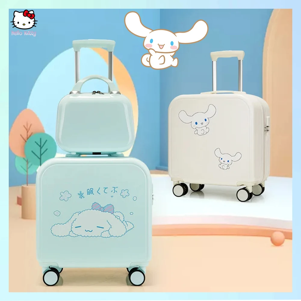 18Inch Cinnamoroll Suitcase Kawaii Sanrioed Universal Wheel Password Lock Luggage Case Travel Trolley Case Boarding Luggage Case