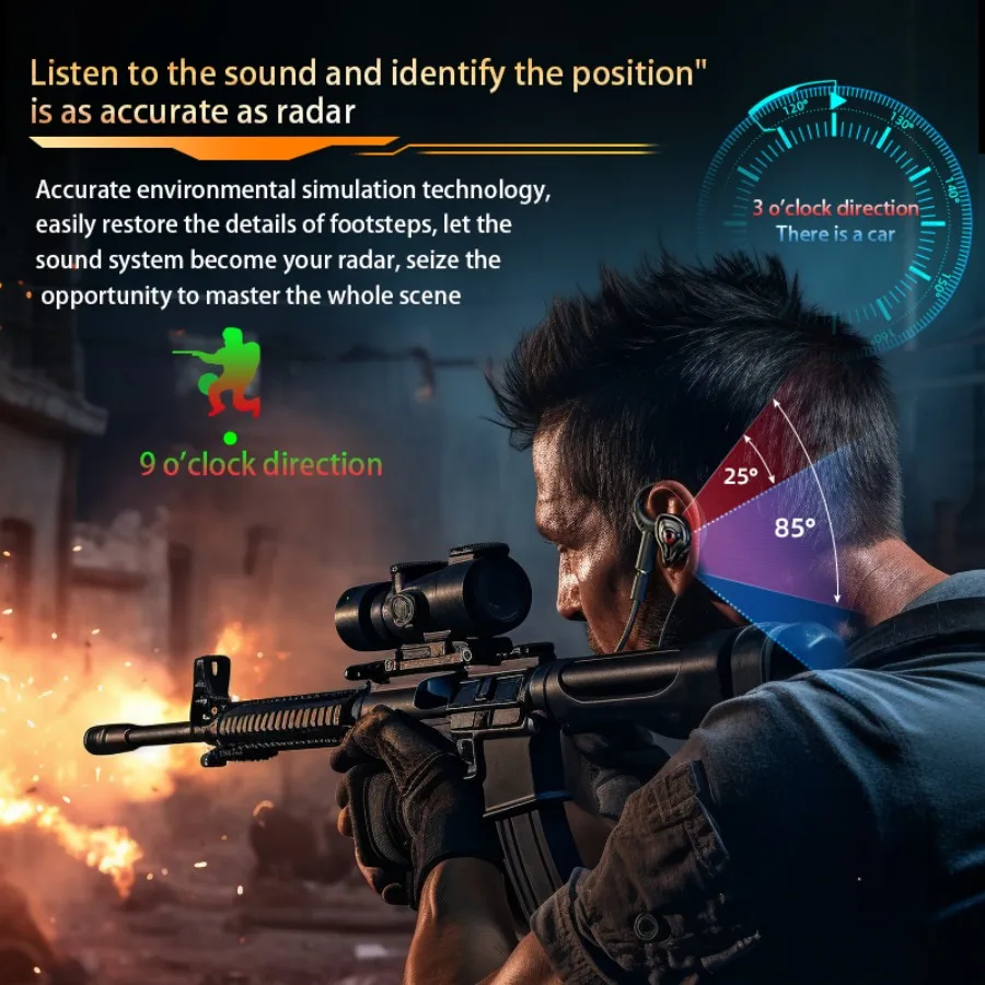 سماعة رأس للألعاب الرياضية الإلكترونية 3.5 مم/Type-C/USB/3.5 مم-مقبس مزدوج/ميكروفون مزدوج داخل الأذن، صوت محيطي 360 درجة، سماعات أذن سلكية ستيريو عالية الدقة PUBG، سماعات أذن للألعاب منخفضة الكمون