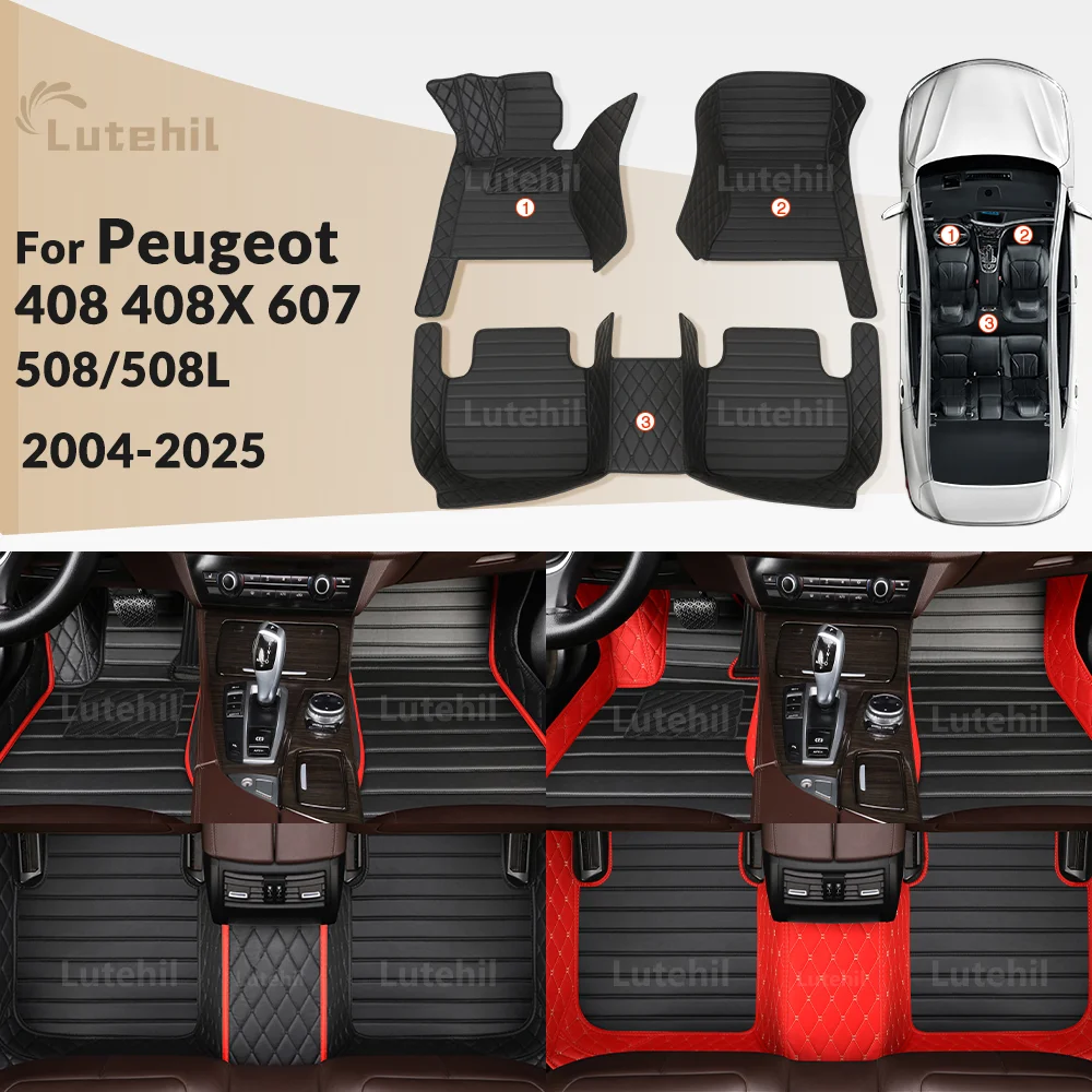 

For Peugeot 408 408X 607 508/508L 2004-2025 2024 Custom Car Floor Mats Foot Pads Automobile Carpet Cover Interior Accessories