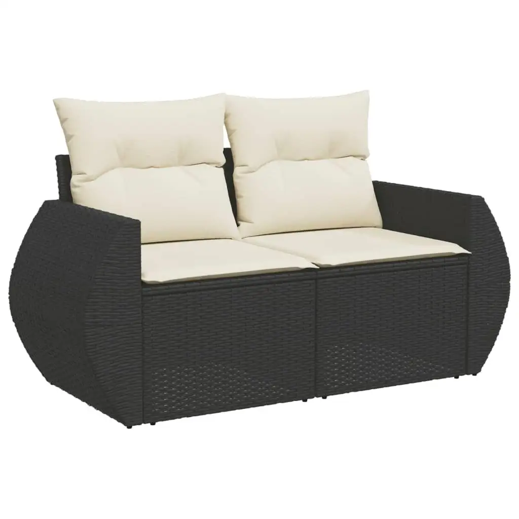 Large Modular Black PE Rattan Garden Sofa Set Comfortable Outdoor Seating for Patio Balcony Deck Furniture Collection