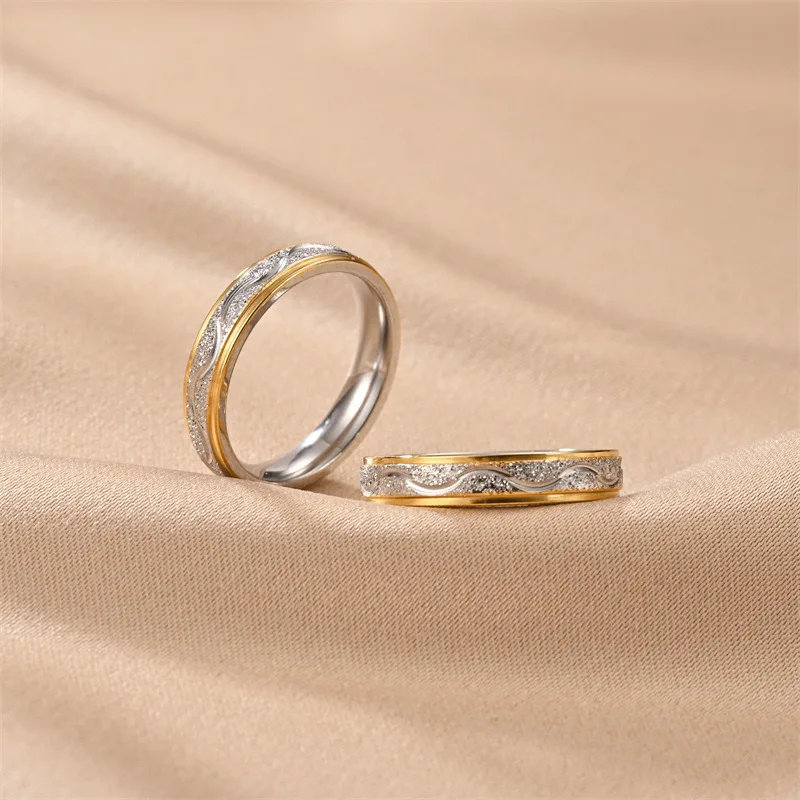 Hot Selling Stainless Steel Frosted Couple Rings For Women Men Jewelry Valentine's day Gifts Size 5-13