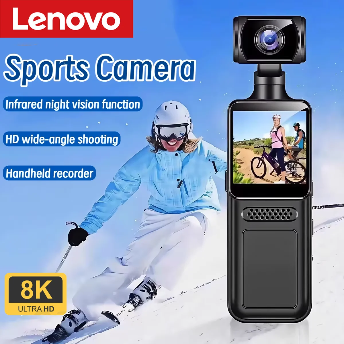 Cámara de Bolsillo Lenovo 8K HD 180 °   Mini Cámara Portátil Giratoria, Cámara Deportiva para Exteriores con Visión Nocturna, Novedad 2026