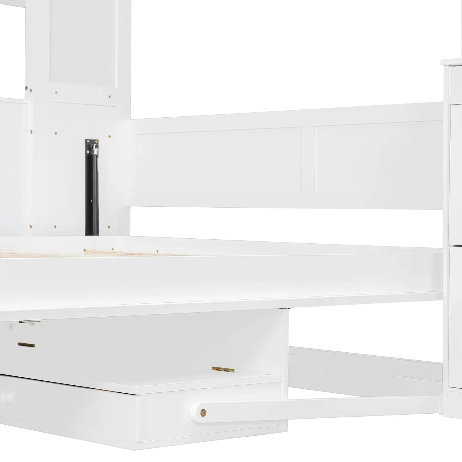 Queen Queen Murphy Bed with Storage Shelves and Desk,Cabinets,Lights,White - Aliexpress Deal