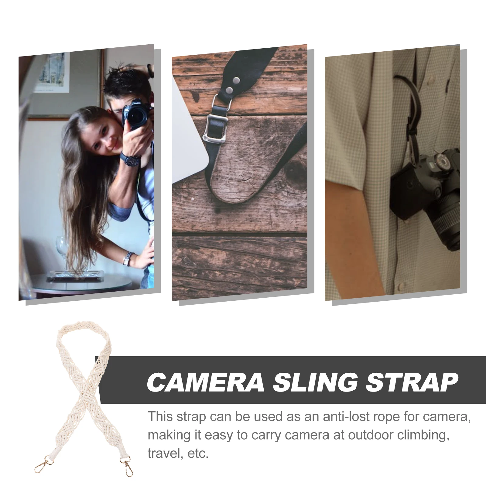 

Adjustable Cotton Rope Camera Strap DSLR Anti-Fall Shoulder Sling Comfortable Ergonomic Design for Travel Outdoor for Men