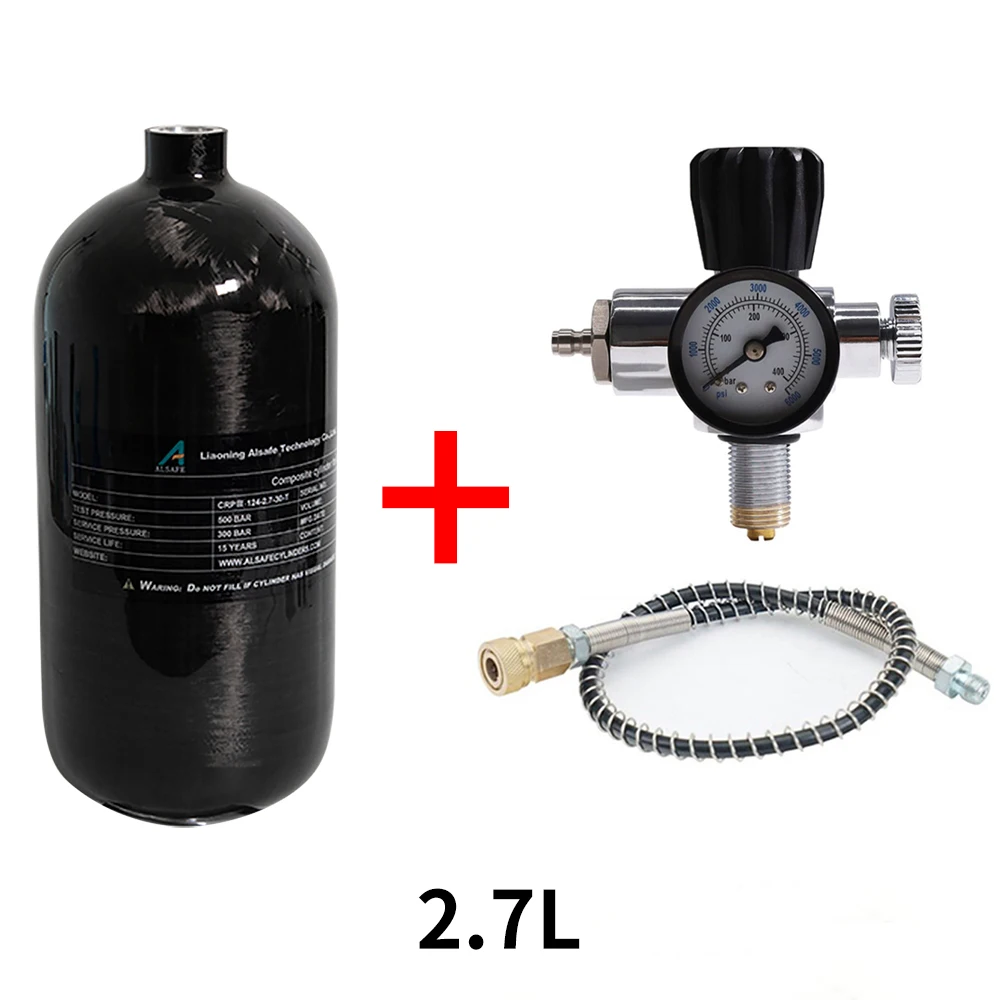 

TUXING-2.7L 4500Psi 300Bar 30 Mpa Carbon Fiber Cylinder High Pressure Scuba Diving Tank HPA Fill Station Valve Regulator M18*1.5