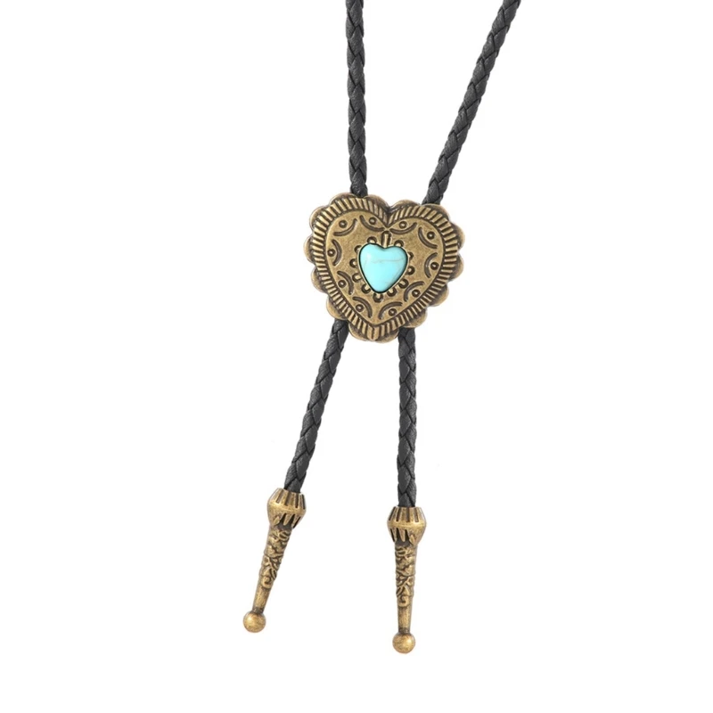  Engraving Stone Bolo Tie Carved Cowboy Necktie Western Bolo Tie for Shirt