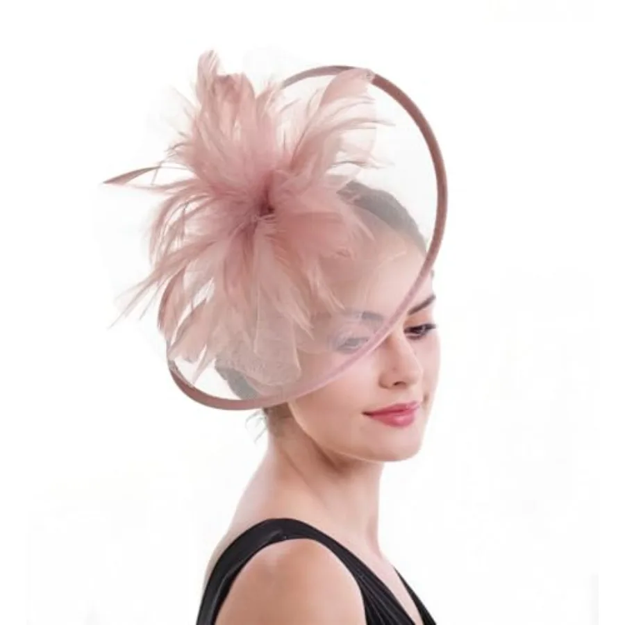 SAFERIN Women's Fascinators Feathers Tea Party Hat Veil Headband with Hair Clip for Cocktail Church