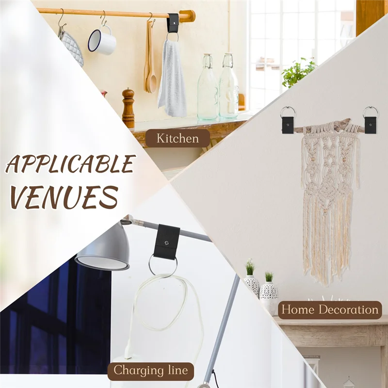 -A14E 8 قطعة حامل حلقة المناشف الجلدية والمعدنية للمطبخ حامل المناشف الأطباق مع حلقة باب الفرن شماعات هدايا للمنزل