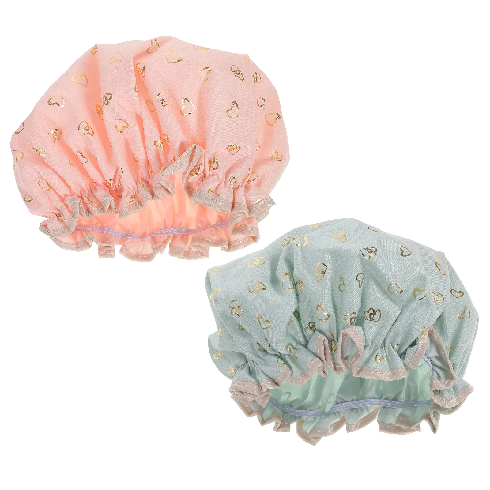 

2Pcs Shower Cap Bathing Caps Washable Hair Cover for Women Child Reusable Waterproof Hat Travel Foldable Elastic Design Smooth