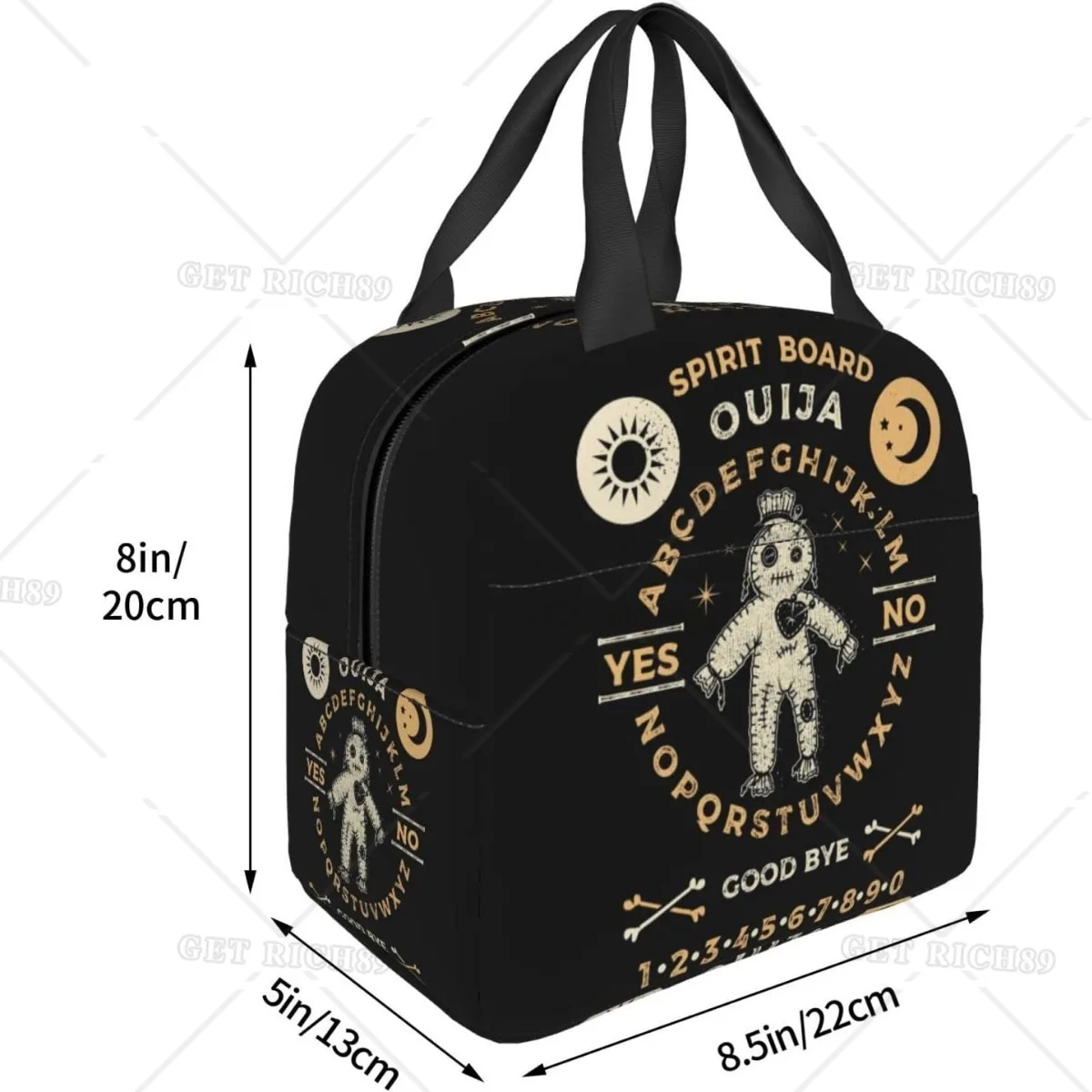 Goth Ouija Board Voodoo Doll Occultism Witchcraft Lunch Bag for Women Men Insulated Reusable Lunch Cooler Bag for Office Picnic