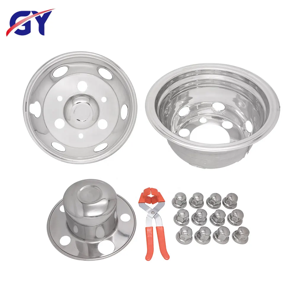 Luxury 2 Front 2 Rear Shaft Cover Is Equal to 1set 17.5 Inch Stainless Steel Wheel Hub Wheel Rim Hubcap