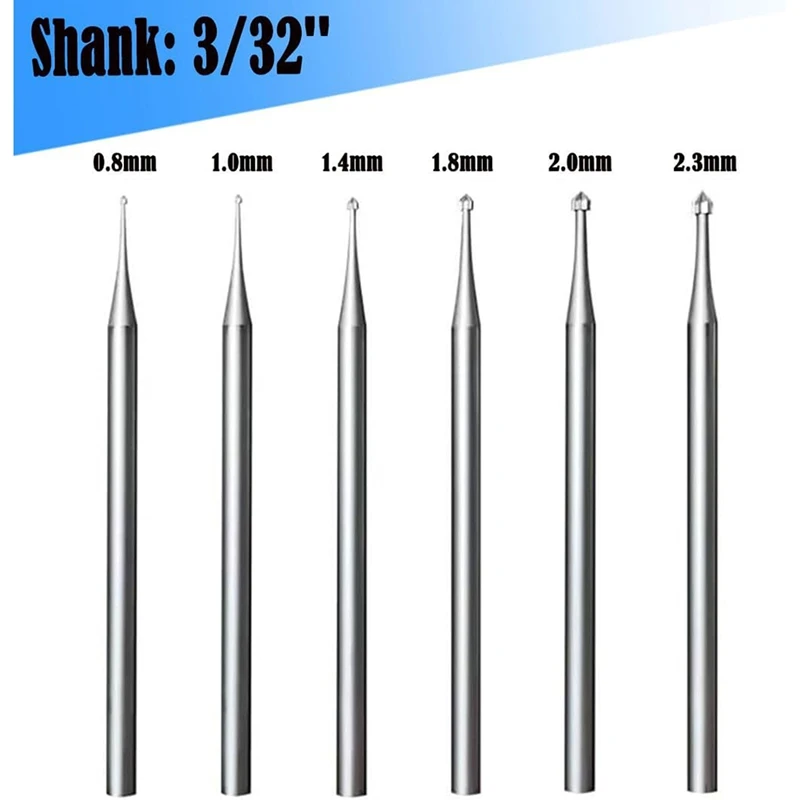 A98E-6Pcs รูปทรงกระบอกกรวยแกะสลัก Burr ชุด 3/32 นิ้ว Shank การตั้งค่าหิน Burs Lapidary ทําเครื่องมือสําหรับ Lapidary 008-023
