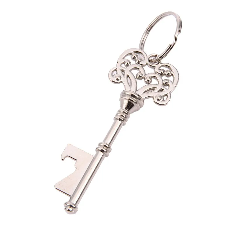 Key Shape Zinc Alloy Copper Silver Bottle Opener Key Chain Key Ring Beer Bottle Can Opener Unique Gift Home Kitchen Accessory