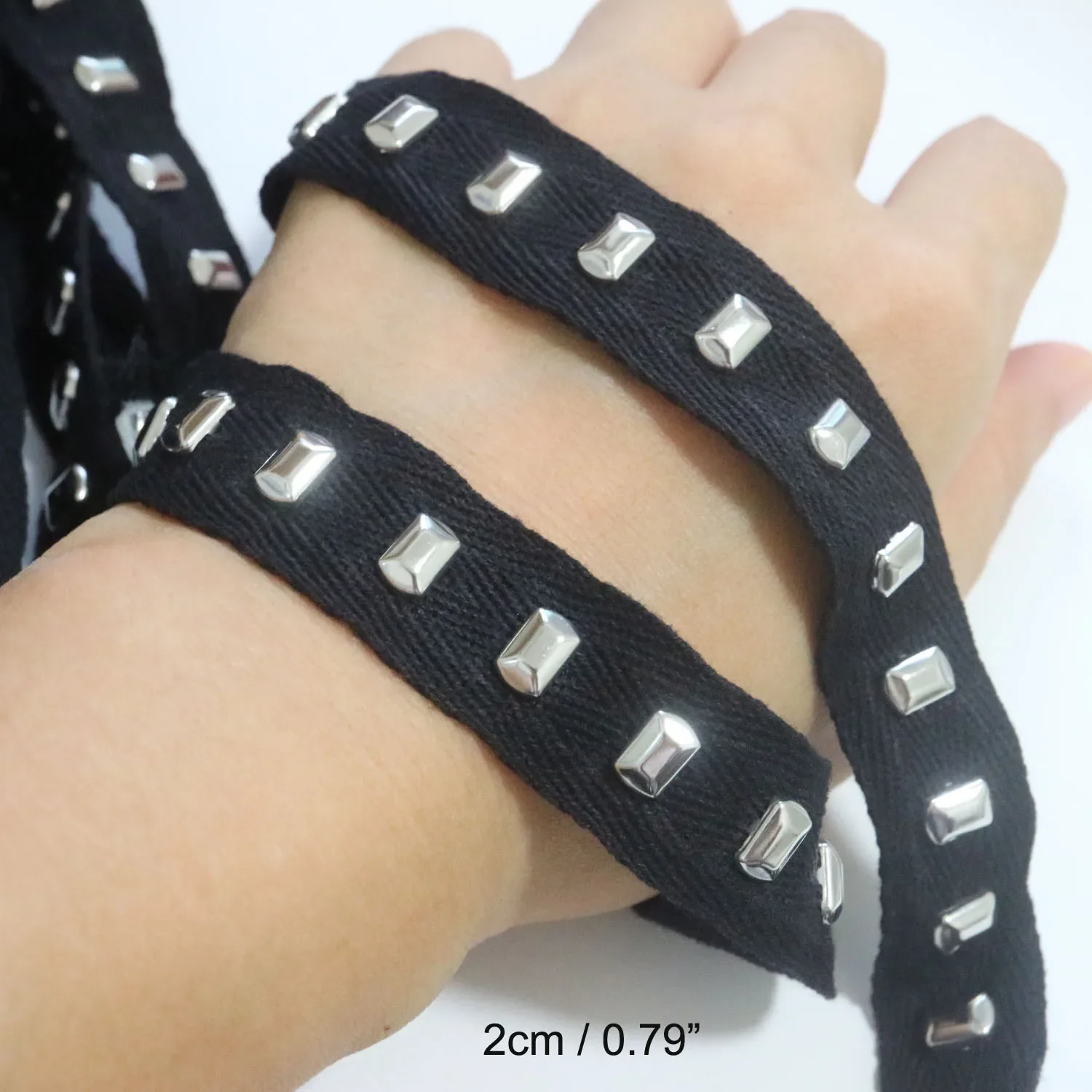 

5 ярдов модная белая, черная хлопковая отделка для одежды, винтажная заклепка, отделка в стиле панк, кружевная лента, аксессуары «сделай сам»