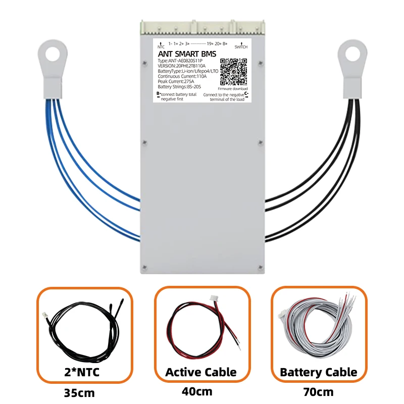 ANT BMS 8S 10S 12S 13S 14S 15S 16S 17S 18S 19S 20S smart bms 110A 130A 170A 230A 24V 36V 48V 72V for Li-ion LiFePo4 LTO Battery