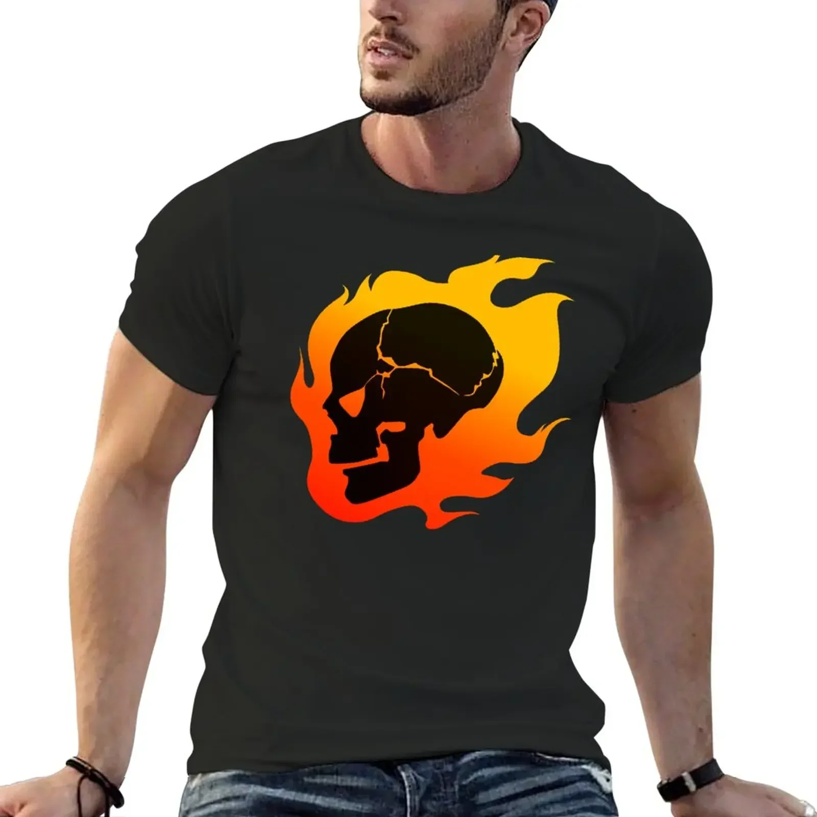 New Arrival fashion heavyweight Hot Sale Persona 4 - Kanji Flaming Skull plus size tops plus size t shirts mens vintage t shirts